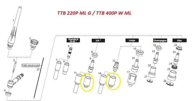 Gasshylse keramisk Ø11 (Ø24,5 X 42) Gjenget 3/4'' - Stor 