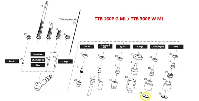 Sil for gasshylse Ø21 (2,4mm) Champ MiniTig 