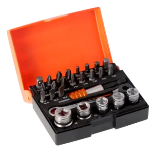 Bits- og pipesett med skralle 1/4" std Bahco