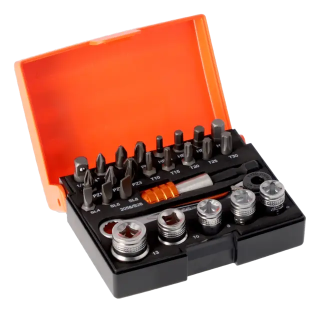 Bits- og pipesett med skralle 1/4" std Bahco 