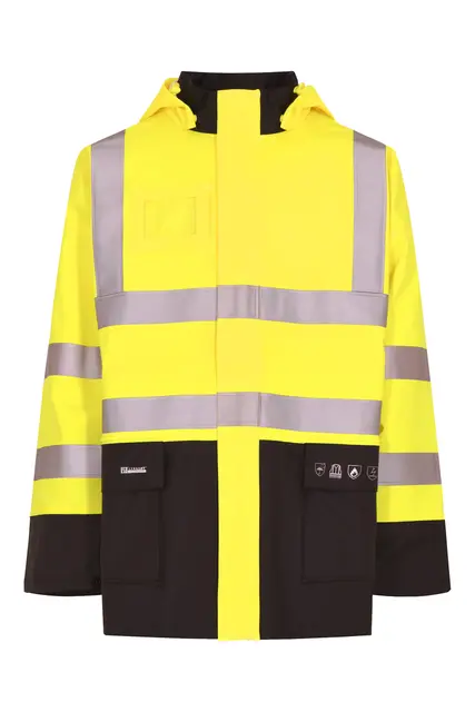 Regnjakke Flammehemmende Hi-Vis Gul/sort (M) 
